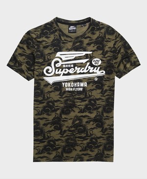 Superdry Super 5's Férfi Pólók Olivazöld | EIHTL8592